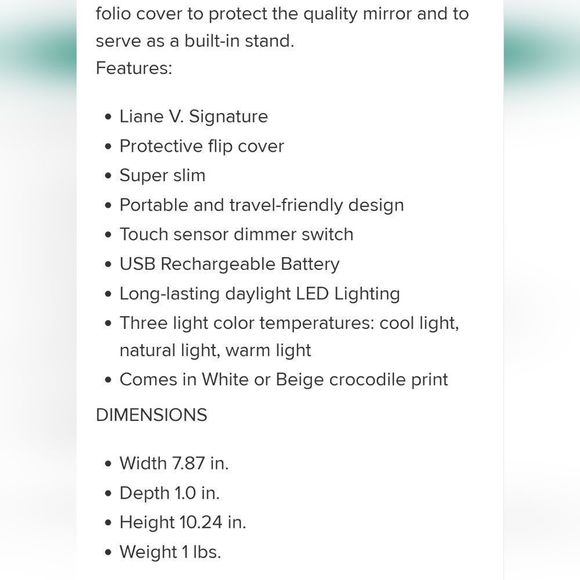 Impressions Liane V Touch Pad Mini LED Makeup Mirror- Black/Beige - Picture 9 of 12